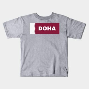 Doha City in Qatar Flag Kids T-Shirt